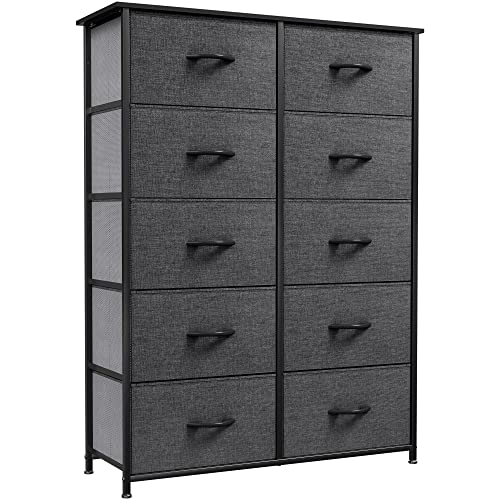 YITAHOME 10 Drawer Dresser - Fabric Storage Tower, Organizer Unit for Bedroom, Living Room, Hallway, Closets - Sturdy Steel Frame, Wooden Top & Easy - WoodArtSupply