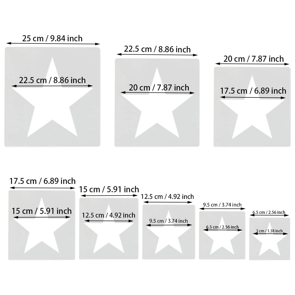 8 PCS Large Star Stencil - Different Sizes Template for Painting ZTEOFO