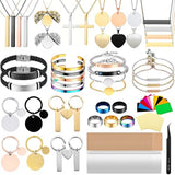 Vercleuim 161 Pcs Laser Engraving Materials kit, 20 types Jewelry Making Engraving Accessories Kit with Necklace, Bracelet, Ring, Keychain，Mental business card for Laser Engraver DIY Crafting Supplies vercleuim