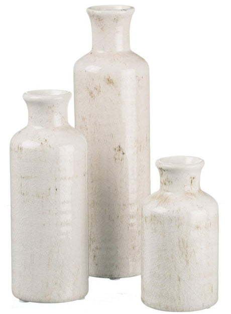 Sullivans White Ceramic Vase Set, Farmhouse Decor, Home Decorative Vase, Vases For Your Kitchen, Bedroom, Office, Living Room, Bathroom, & Shelf Centerpiece Table Decorations (CM2333) Sullivans