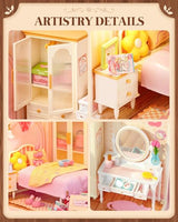 Rolife Super Creator Kits Pink Bedroom, Tiny House Building Blocks for Little Dolls, DIY Plastic Mini House Model Building Kits for Teens Aged 14+, DIY Crafts/Hobbies for Adults (Lovely Pink Bedroom)