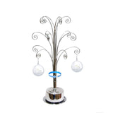 HOHIYA Ornament Tree Display Stand Rotating Holder Hanger 16.75 Inch Wire Hook Hanging Metal for Christmas Swarovski Crystal Glass Decorations Gift Taiwan Made Silver HOHIYA