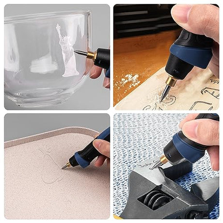25W Engraving Pen, 6 Speed Power Engraving Tool, Handheld Engraver Pen with Tungsten Carbide Steel Bits for Wood Metal Glass Professional Etching Tool YEYETUO