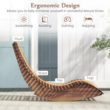 Giantex Outdoor Chaise Lounge Chair, Acacia Wood Patio Lounger with Slatted Design, Rocking Chair, Outdoor Rocker for Sunbathing, Poolside, Beach Lounge Chairs (1, Natural)