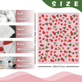 Zzkol Pink Strawberry Flannel Throw Blanket, Red Pink Fruit Floral Birthday Gifts for Kids Girls Women Adults Teen, Spring Summer Flowers Soft Blankets for Bedding Sofa 50" x 60" Zzkol