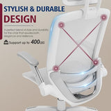 GABRYLLY Ergonomic Office Chair, High Back Home Desk Chair with Headrest, Flip-Up Arms, 90-120° Tilt Lock and Wide Cushion, 400LBS Mesh Chairs for Man Woman, White Task Chair(Grey,GY01WG) GABRYLLY