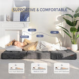 MAXYOYO Tri-Fold Mattress, 6 Inch Tufted Folding Futon Foam Bed, Foldable Floor Mattress Guest Bed Futon Topper Portable Camping Sleeping with Corded Fabric, Dark Grey, 59"x79" MAXYOYO