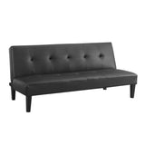 Naomi Home Black Futon Sofa Bed, Faux Leather Futon Couch, Black Sofa Bed Couch Convertible with Wooden Legs, Folding, Reclining Small Couch Bed, Button Tufted Futon Bed for Living Room Naomi Home