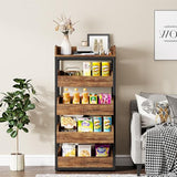 Tribesigns Wood Fruit and Vegetable Storage Rack, 5-Tier Pull-Out Snack Stand Fruit Basket Stand, Utility Shelf Organizer for Kitchen, Living Room, Bedroom, Rustic Brown Tribesigns