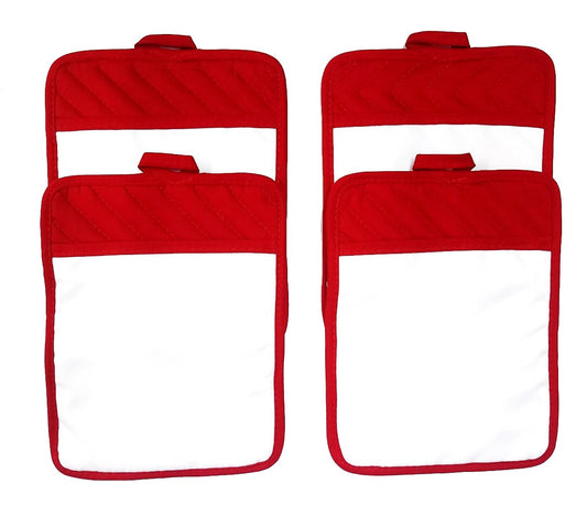 Sublimation Blanks 9"x7" Polyester/Cotton Red Pot Holders with Sublimation Pocket DIY Set of 4