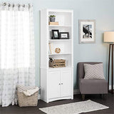 Pemberly Row Tall 6 Shelf Bookcase with 2 Shaker Doors in White Pemberly Row