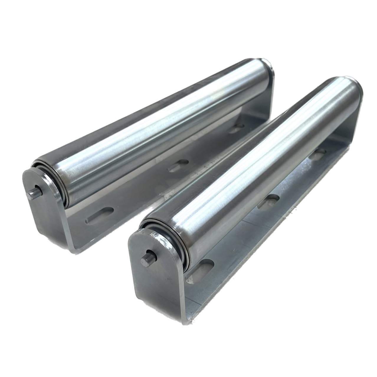 Pack of 2 10"BF Long Roller and Bracket l 1.5"Ø Galvanized Steel Conveyor Roller I Set of Roller and Bracket Versatile as Support Rollers for Woodworking, Roller Stand or Bike Rollers Conveyo - WoodArtSupply