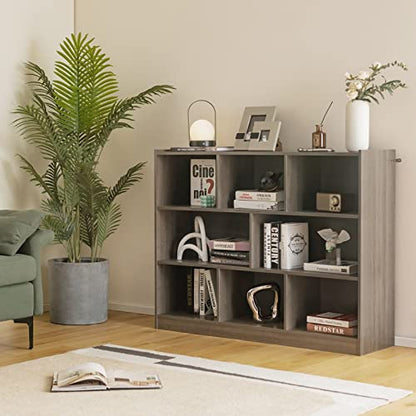 Tangkula Modern 8-Cube Bookcase in French Oak Grey - Versatile 3-Tier Open Storage Shelf - WoodArtSupply