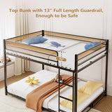 Bonnlo Full Over Full Metal Bunk Bed, Twin Size Frame with Ladder & Safety Guardrail, Low Profile Space-Saving Design, Ideal for Kids & Juniors, Mattress Not Included (Black) Bonnlo