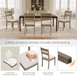 COLAMY Farmhouse Dining Chairs Set of 6, Upholstered Kitchen Chairs with Ladder Back, Modern Wood Side Dining Room Chairs with Wooden Legs for Dinner Rustic Restaurant, Light Brown COLAMY