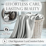 DECOLURE Satin Bed Sheets - 4 Piece Luxury Silky Queen Size Bedding Set - Softer Than Silk, Wrinkle-Free with 15” Deep Pocket Fitted Sheet, Perfect for Hair & Skin, Gifts for Women (Grey) DECOLURE