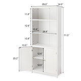 Tangkula 3-Tier White Bookcase with Double Doors for Elegant Storage Solutions Tangkula