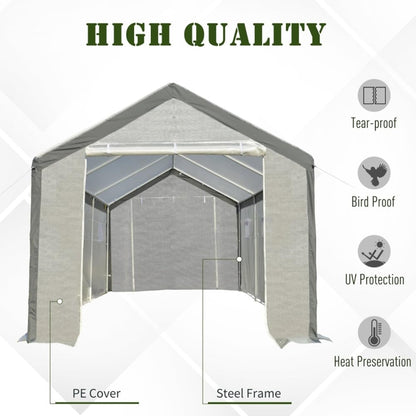 20' x10' x 9' Walk-in Greenhouse with Roll Up Door with 8 Closeable Windows，Outdoor Gardening Canopy，White