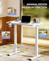 FLEXISPOT H7 Plus Gas Spring Adjustable Standing Desk, Mobile Rolling Sit-Stand Table with Wheels, Cordless Stand Up Desk for Small Spaces & Home Office, 32" One-Piece Desktop White,Height 27.6"–45" FLEXISPOT
