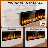 Kucreiheat 50" WiFi Electric Fireplace with Crackling Sound, Smart Linear Recessed & Wall Mount Heater, 750/1500W, App & Remote Control, Log Flame Kucreiheat