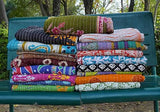 Boho Sanskriti Indian Quilt Vintage Bedspreads,Throws,Ralli, Lot Kantha Reversible Bedcover Bedspread Throw Cotton Blanket Gudari -Single Pieces, Twin Boho Sanskriti