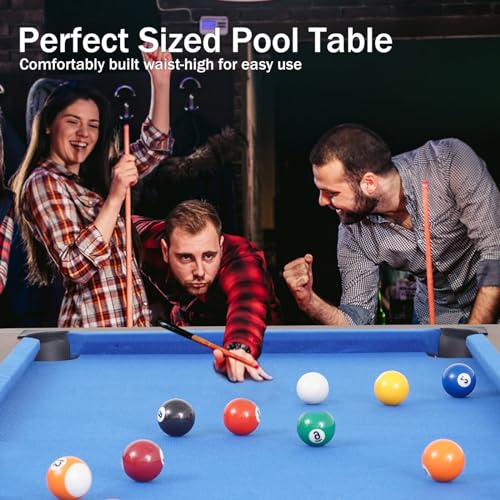 4.5FT Billiard Table, Mini Pool Table for Kids and Adults, Indoor & Outdoor Game Table Set includes 2 Cue Sticks, 16 Balls, Triangle, Chalk for Game Room Family - WoodArtSupply