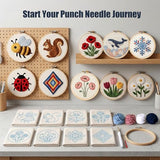 AohaiNova Punch Needle Kits for Adults Beginner,Punch Needle Starter Kit Easy,Embroidery Punch Needling Kits,DIY Punchneedle Kit All Supplies with Wooden Hoop/Patterns/Yarns/Instruction (07-Rose)