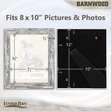 Icona Bay 8x10 Pony Gray Picture Frame, Country Rustic Style 8 x 10 Photo Frame, Table Top or Wall Mount, Barnwood Collection Icona Bay