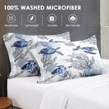 WeCozy Twin Size Comforter Set with Pillowcase, Animal Blue Turtle Sea Coral Soft 2 Pcs Bedding for Kids and Adults Bedroom Bed Decor WeCozy