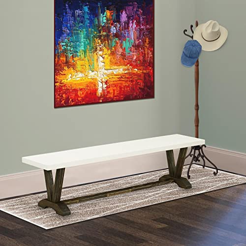 East West Furniture V-Style Modern Dinette Bench with Wooden Seat, 72x15x18 Inch, VB727 East West Furniture