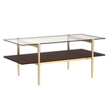Saint Mossi Tadio Double Layer Glass Coffee Table for Living Room, Brown Glass & Coffee Brown MDF Bottom Shelf SM Saint Mossi
