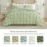 Amélie Home Sage Green Bubble Comforter Set King Size, 3 Pieces Ultra Soft Cozy Bedding Set for All Seasons, Farmhouse Luxury Gift for Women Home Decor Amélie Home