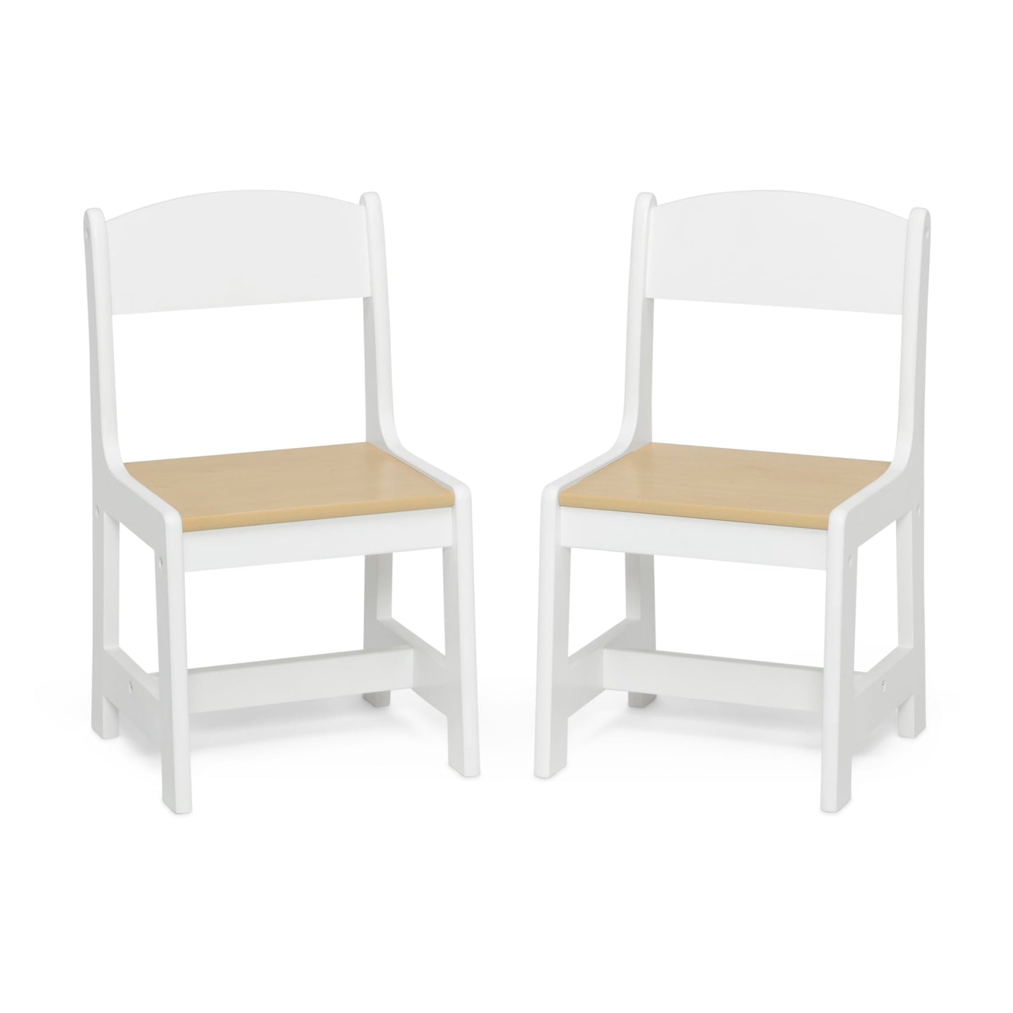 Delta Children MySize Kids Wood Table and Chair Set (2 Chairs Included) - Ideal for Arts & Crafts, Snack Time, Homeschooling, Homework & More, Bianca White/Natural - WoodArtSupply