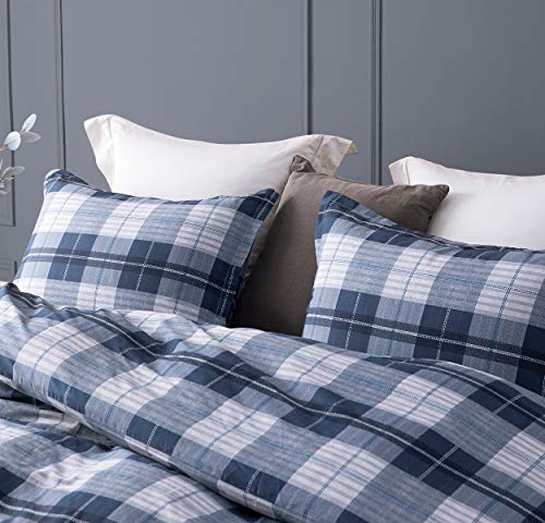 SLEEPBELLA Comforter Twin Size, 600 Thread Count Cotton Navy Blue & Grey Buffalo Pattern Blue Plaid Comforter Sets,Down Alternative Bedding Set 2Pcs (Twin, Navy Plaid) SLEEPBELLA