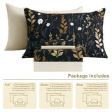 Botanical 6-Piece King Size Sheets Set, Boho Floral Print Brushed Microfiber Sheets, Cooling Bed Sheet Set, Ultra Soft & Breathable, 16' Deep Pocket Fitted Sheet & Pillowcase Set, Beige Brown Leaves Swiftify