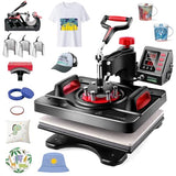 AKEYDIY 8 in 1 Heat Press Machine for T Shirts, 12x15 Swing Away Sublimation Heat Transfer Machine, GeniusPress Shirt Press Machine, Digital Tshirt Press Combo for Hat|Cap|Mug|Plate|Bag|Mouse Pads AKEYDIY
