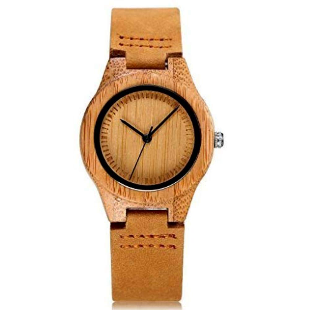 CUCOL Womens Wooden Bamboo Watches Leather Strap with Gift Box CUCOL