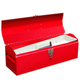 HPDMC Red Hip Roof Style Portable Steel Tool Box with Metal Latch Closure and Removable Storage Tray, 19.1" L x 6.1" W x 6.5" H HPDMC