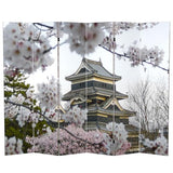 Red Lantern 6 ft. Tall Double Sided Cherry Blossoms Canvas Room Divider 6 Panel Freestanding Folding Privacy Screen, Partition, and Separator for Modern and Contemporary Bedroom, Home Office, Studio Red Lantern