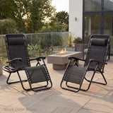 Best Choice Products Set of 2 Adjustable Steel Mesh Zero Gravity Lounge Chair Recliners w/Pillows and Cup Holder Trays - Navy Blue