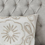 Madison Park Violette Chenille Cotton Tufted Comforter Large Medallion Design, All Season, Hypoallergenic, Soft Bedding Set, Matching Sham, Full/Queen, Ivory/Taupe 3 Piece Madison Park