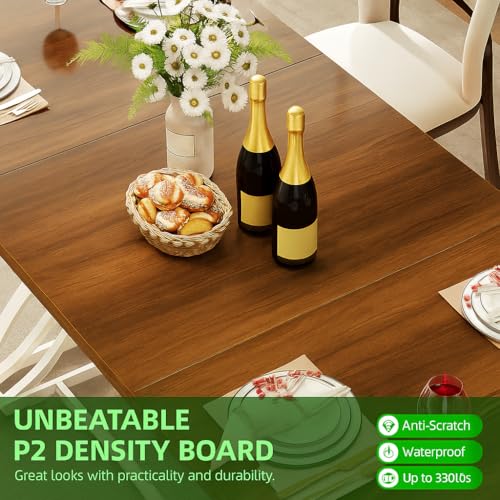 YITAHOME 70.3 Inch Modern Minimalist Dining Table for 6-8, Sturdy Wooden Table with Geometric White Metal Legs, for Dining Room, Kitchen, Conference Room YITAHOME