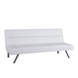 Naomi Home Zoe Futon Sofa Bed, Faux Leather Futon Couch, Modern Convertible Folding Sofa Bed Couch with Chrome Legs, Reclining Mini Couch, Leather Futon Small Couch for Bedroom Living Room White Naomi Home