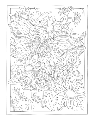 Creative Haven Butterflies Flights of Fancy Coloring Book (Adult Coloring Books: Insects) Dover Publications