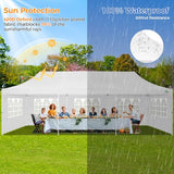 COBIZI 10x30 Pop up Canopy with Roller Bag & 8 Removable Sidewalls, Canopy Tent for Parties, Wedding, and Commercials, Waterproof and Instant Shelter UV50+ Outdoor Gazebo with 4 Sandbags(White) COBIZI