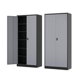 Fesbos Metal Storage Cabinet-72” Tall Steel File Cabinets with Lockable Doors and Adjustable Shelves-Black&Gray Steel Storage Cabinet for Kitchen, Office, Garage Fesbos