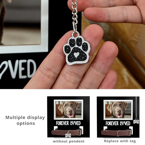 MYPAWLETS Dog/Cat Collar Memorial Frame with Paw Print Charm,Pet Loss Sympathy Gift,Pets Memorial Gift for Loss of Dog,Forever Loved Pet Keepsake Frame,Dogs Passing Away Gifts