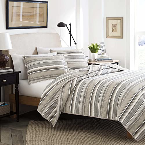 Stone Cottage - Fresno Collection - Quilt Set - 100% Cotton, Reversible Bedding with Matching Sham(s), Twin, Neutral Stone Cottage