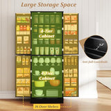 Giantex Kitchen Pantry Cabinet, 65.5" Tall Kitchen Hutch w/8-Tier Storage Cabinet, 16-Tier Door Shelves & Adjustable Shelves, 4-Door Freestanding Buffet Sideboard for Dining Room, Living Room (Black) Giantex