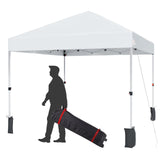 8 * 8FT Pop Up Canopy Tent for One Person Setup,Instant Portable Commercial Canopy Tent,Outdoor Easy Up Tent w/1-Button Push,Wheeled Bag,4 Sandbags,Bonus 8 Stakes and 4 Ropes-White PhoenixCrest